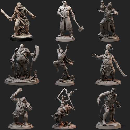 Miniaturas Para Rol 3d Resina Ogros/semi/orcos/semiorco/trol