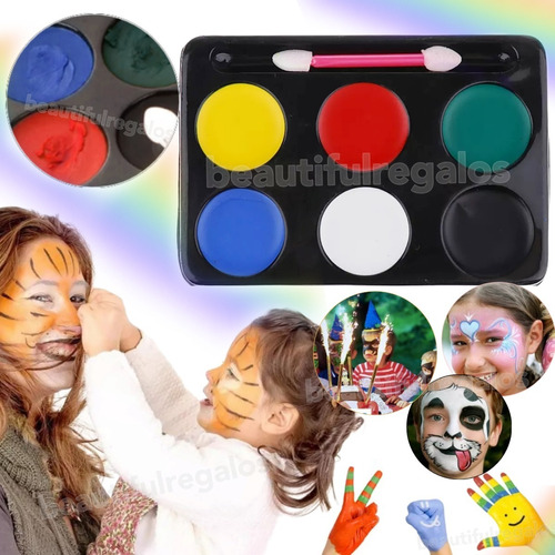 Set Maquillaje Artístico Pintura X6 Colores Con Aplicador