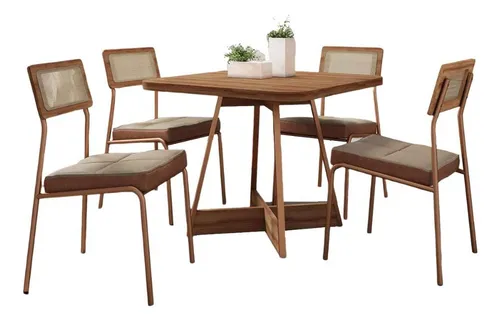 comprar Conjunto Mesa Jantar 90cm + 4 Cadeiras Estofadas C\u002F Tela Nf