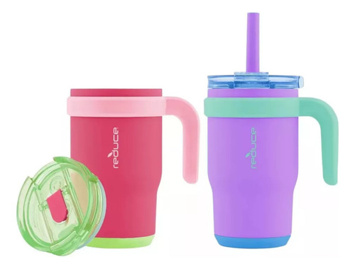 Set Termos Vasos Reduce Para Niños 2 Piezas 414 Ml Rosa Y Morado (Reacondicionado)
