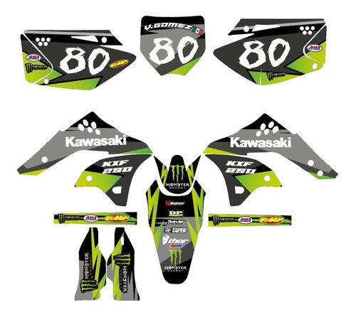 Calcomanias Stickers Kawasaki Kxf 250 450 2009 Al 2012