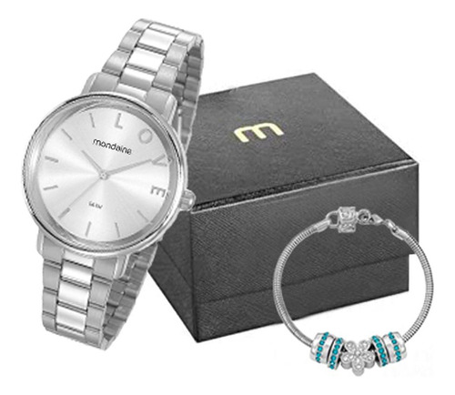 Kit Relógio Mondaine Prata Feminino 53761l0mkne3k1