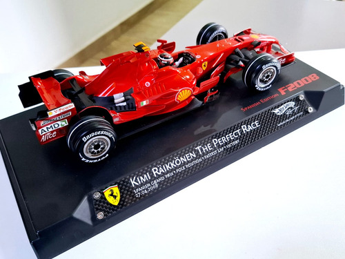 Miniatura Ferrari F1 2008 K. Raikonen 1:18 Hot Wheels Elite Vermelho (Usado)