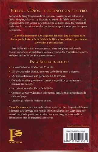 Imagen 2 de 4 de Biblia Devocional Los Lenguajes Del Amor Ntv Tapa Dura /boda