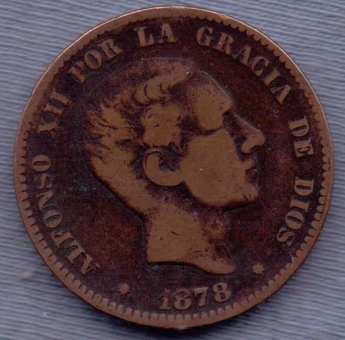 España 10 Centimos 1878 * Alfonso Xii * (Usado)