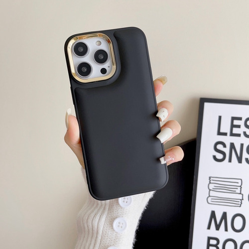 Funda Compatible Para iPhone Capsula De Aire Y Marco Dorado