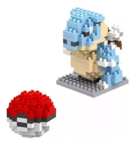 Mini Bloques Pokémon Blastoise + 10 Mini Figuas Al Azar.