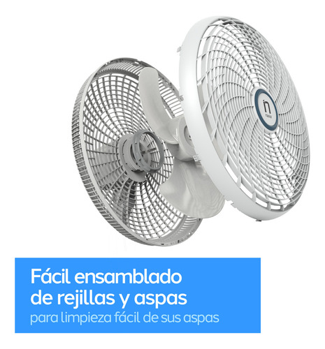 Ventilador De Pared Navia M016p Gris, 3 Aspas 40.64 Cm Gris Gris Plástico 3