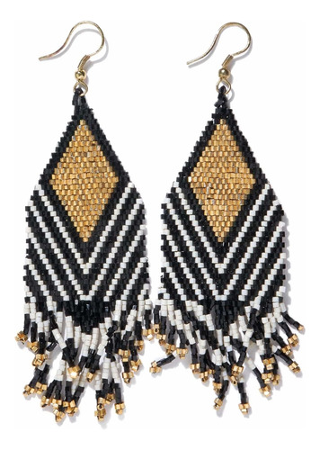 Ink + Alloy Pendientes Bohemios Con Cuentas Y Flecos De Lujo