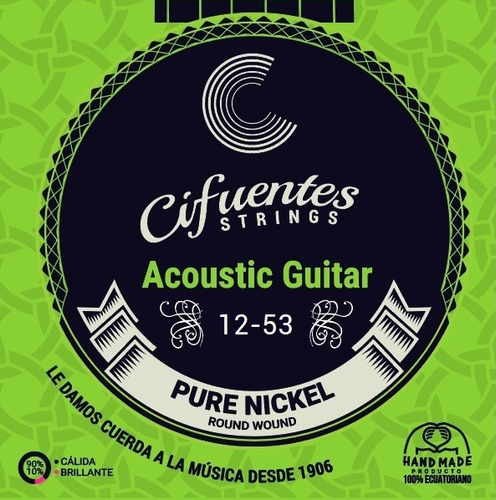 Cuerdas Guitarra Acustica 12-53 Pure Nickel Cifuentes
