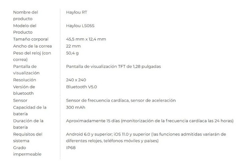 Imagen 4 de 9 de Smartwatch Haylou Rt Ls05s Reloj Inteligente Android Ios