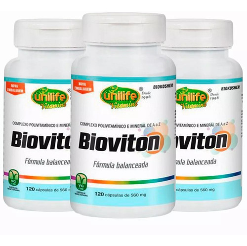 Multivitamínico Bioviton - 3x 120 Cápsulas - Unilife