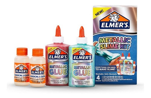 Kit Elmers Cascolas Glitter Para Hacer Slime Metálicos Febo