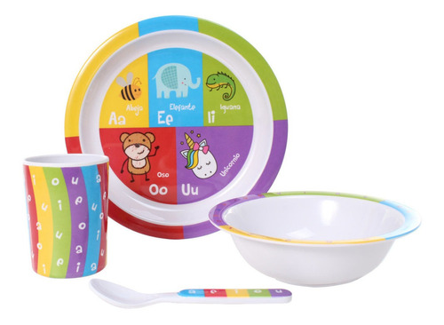 Plato Bowl Vaso Cuchara De Niños Hogar Cocina Comedor Crown Color De colores Liso