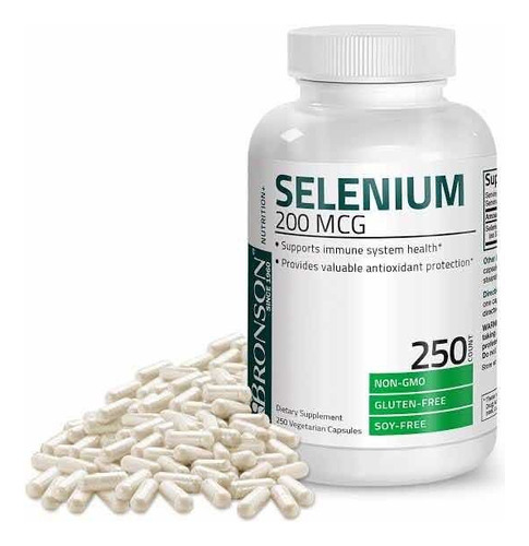 Selenio Selenium 200mcg (250 Cápsulas)bronson Hecho En E.u. Sabor Sin sabor