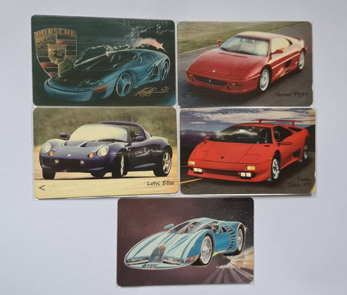 Coleção 5 Cartões Internacionais Raros Carros Esportivos