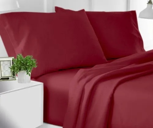 Sabanas 1800 Hilos Tira Bordada, Queen Tc Home Color Tinto