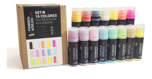 Set Pintura Acrílica Motta 16 C-alta Densidad-colores Claros