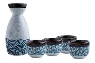 Juego De Sake Japones, Jarra Sake Con Vasos Ceramica Textura