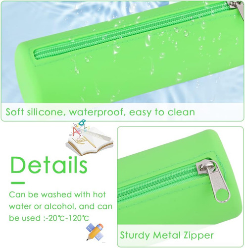 Bolsa De Lápiz Cilíndrica Verde De Silicona