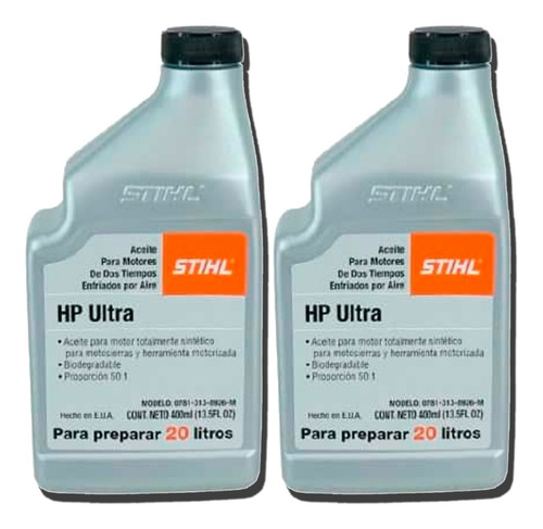 Aceite Stihl Ultra Sintético 2 Tiempos 400 Ml C/u (2 Piezas)
