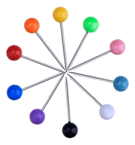 500 Chinchetas Plástico Redondas Puntas Acero 10 Colores
