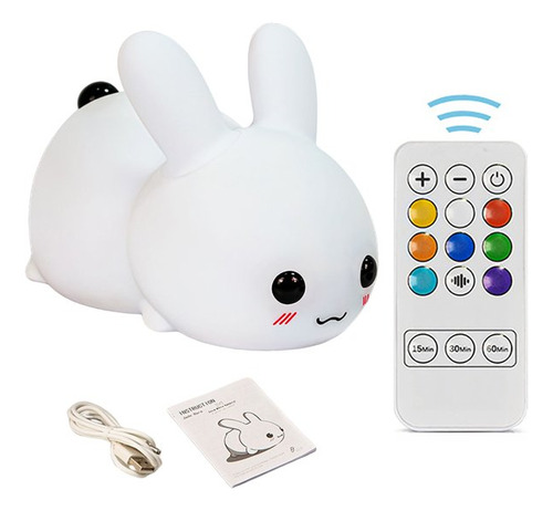 Lámpara De Mesita De Noche Led Multicolor Rabbit Night Light