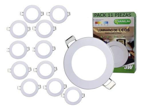 Plafon Led 3w Luminario Bote Empotrado Spot 11 Piezas