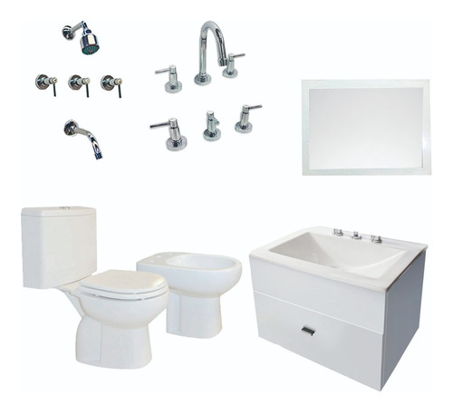 Combo Completo Baño Inodoro Griferia Canilla Vanitory 60cm