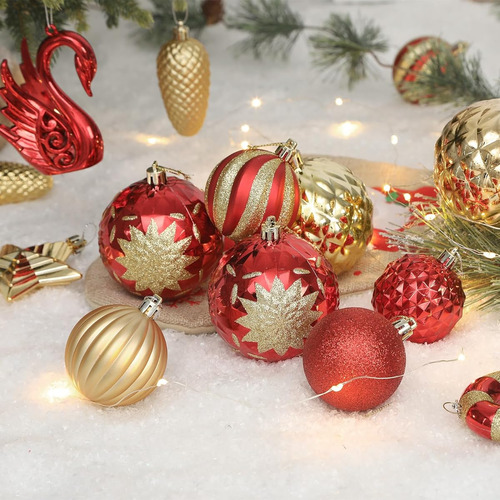 Esferas Navideñas Decorativas Con Liston Para Moños Rojo