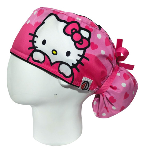 Gorro Quirúrgico Mujer + Lanyard Hello Kitty Fucsia