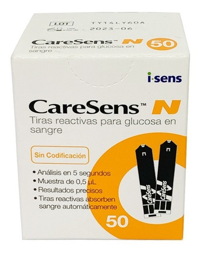 Tiras Cintas Reactivas Glucómetro Caresens N Voice 50 Und