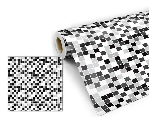 Imagem 1 de 5 de Pastilha Preta Adesiva De Parede 3mt X 45cm Lavável Banheiro