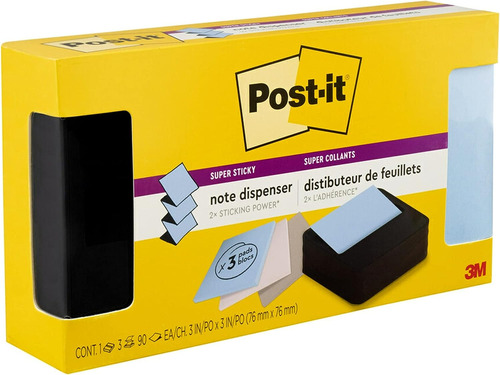 Dispensador Post-it Note, Negro Moderno, El Paquete Incluye