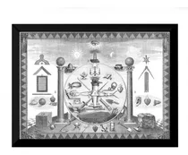 Comprar Lindo Quadro Arte Antiga Simbolos Maçonicos Ocultismo 42x29