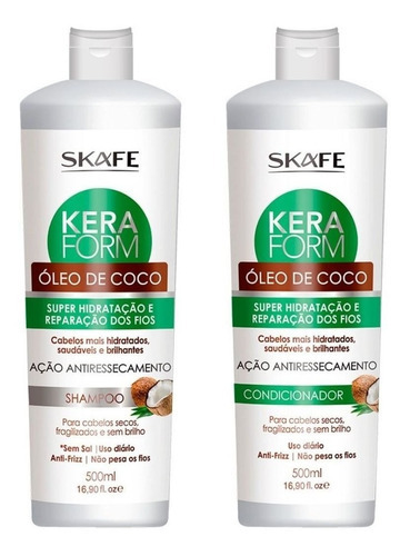  Kit Shampoo + Condicionador Keraform Óleo De Coco 500ml