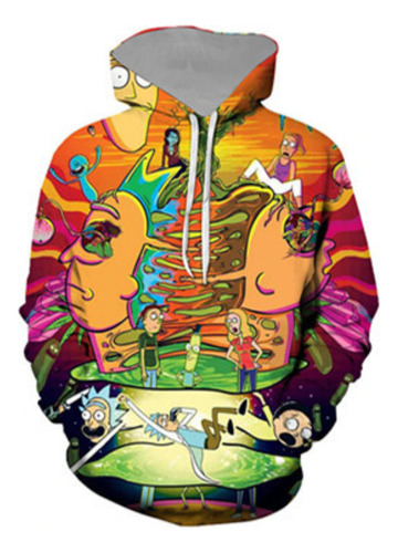 Rick Y Morty Pareja Estudiante Sudadera Suelta Con Capucha