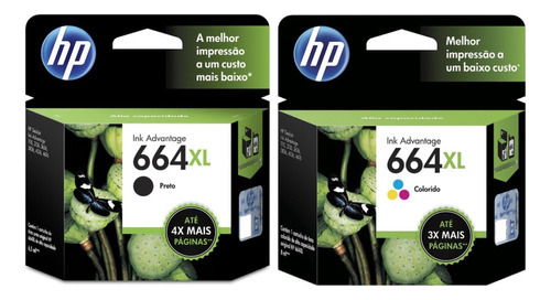 Kit Cartucho 664xl Para Impressora Hp Colorido + Preto