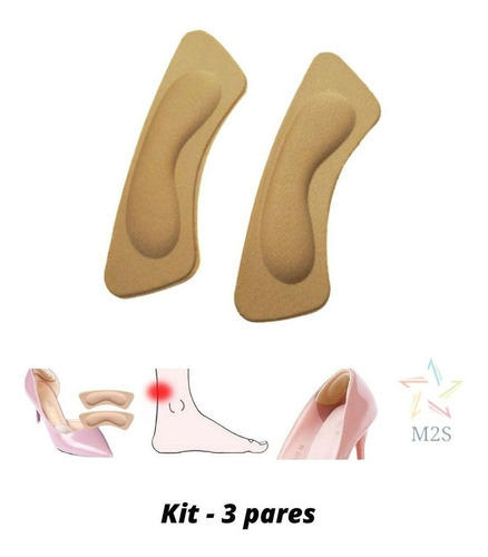 Kit 3 Pares - Protetor De Calcanhar Peep Toe Macio Conforto