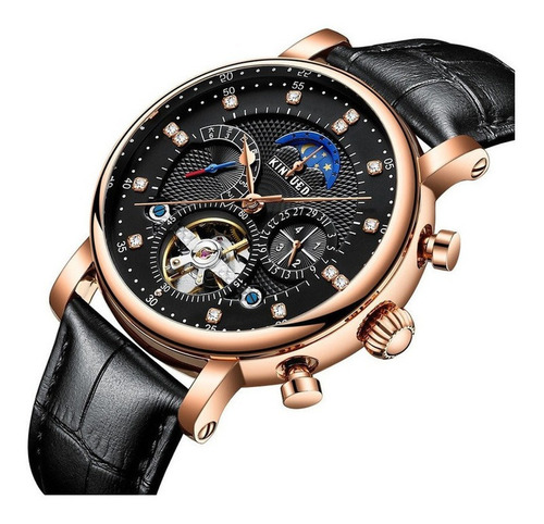 Reloj Mecánico Kinyued Moon Phase Tourbillon Para Hombre