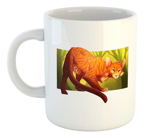 Taza De Ceramica Gato Atigrado Naranja Ilustracion