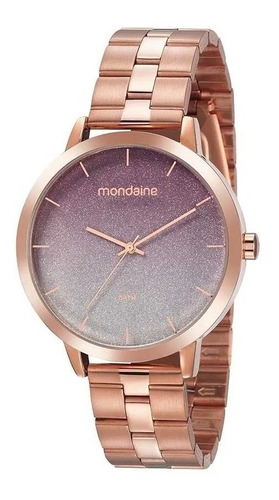 Relógio Feminino Barato Mondaine Glitter Degradê Rosé + Nf