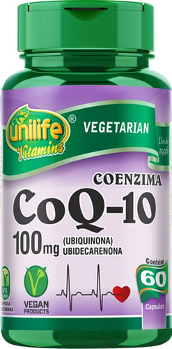 Coenzima Coq 10 Ubiquinona Unilife 60 Caps Co Q10 Coq10