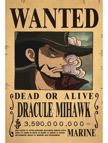 Anime Wanted Cuadro 29x19 Mdf One Piece Mihawk 3.590.000.000