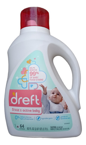 Detergente Dreft Concentrado Para Bebes Stage 2 64ld 2,72lt