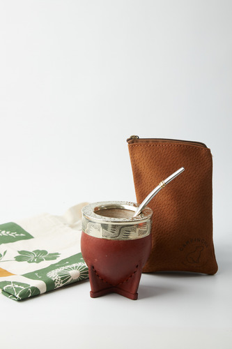 Regalo Día Del Padre: Mate Premium + Yerbera + Tote Bag Marrón