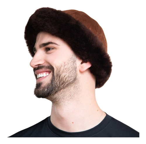 Gorro Forrado Pelo Borda Em Pele Natural Lã De Carneiro