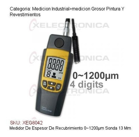 Medidor De Espesor De Recubrimiento 0~1200µm Sonda 13 Mm
