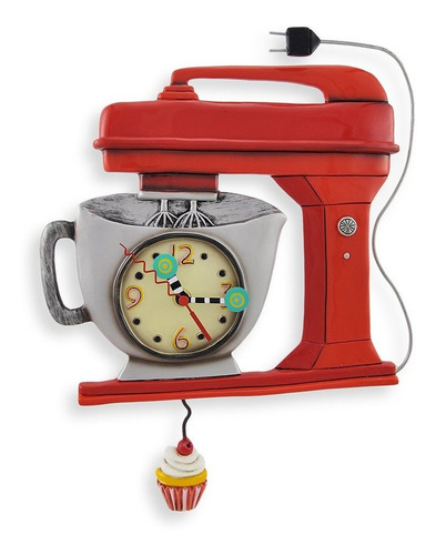 Allen Designs Reloj Pared Mezclador Cocina Vintage Rojo