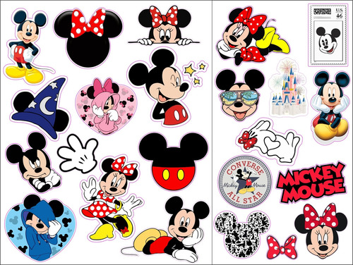  Planchas Mickey Stickers Calcos Adhesivo Impermeable Deco
